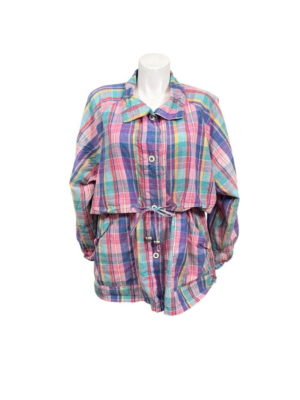Vintage Current Seen Plaid Utility Jacket Women’s 2X Colorful Cotton